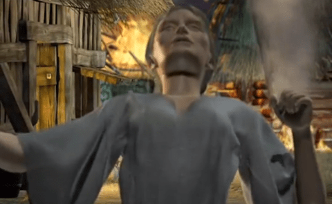 Some animator out there thought ‘what this dying woman really needs is lovingly rendered nipples’.